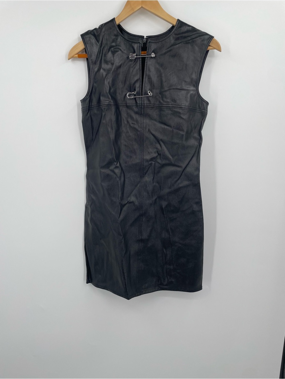 Helmut Lang Black Leather Mini Dress Size 4 Silk Lined